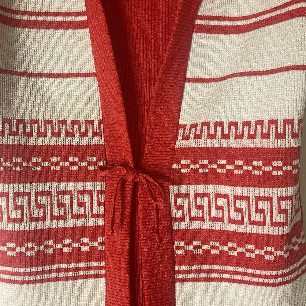 Vintage 70s Stage 7 Red Knit Dress Vest Set Mod Geometric USA Made Women's - Picture 5 of 16
